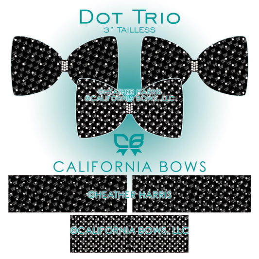 Dot Trio 3" Tailless Bow Rhinestone Template Download
