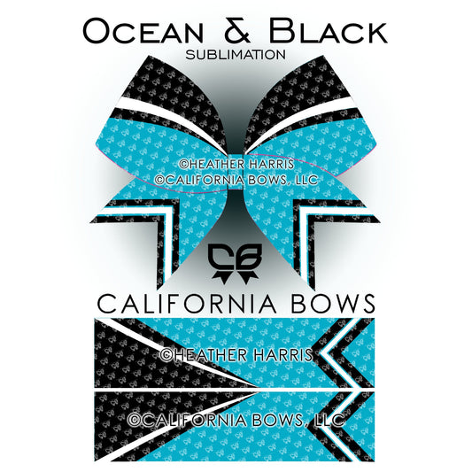 Ocean Blue Athletic Cheer Bow Design Sublimation Download PNG
