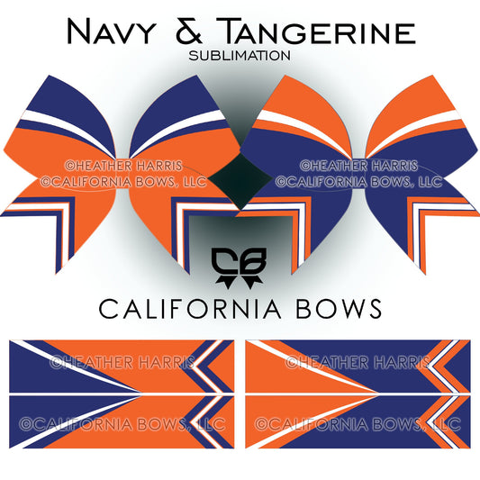 Navy Tangerine Athletic Cheer Bow Design Sublimation Download PNG