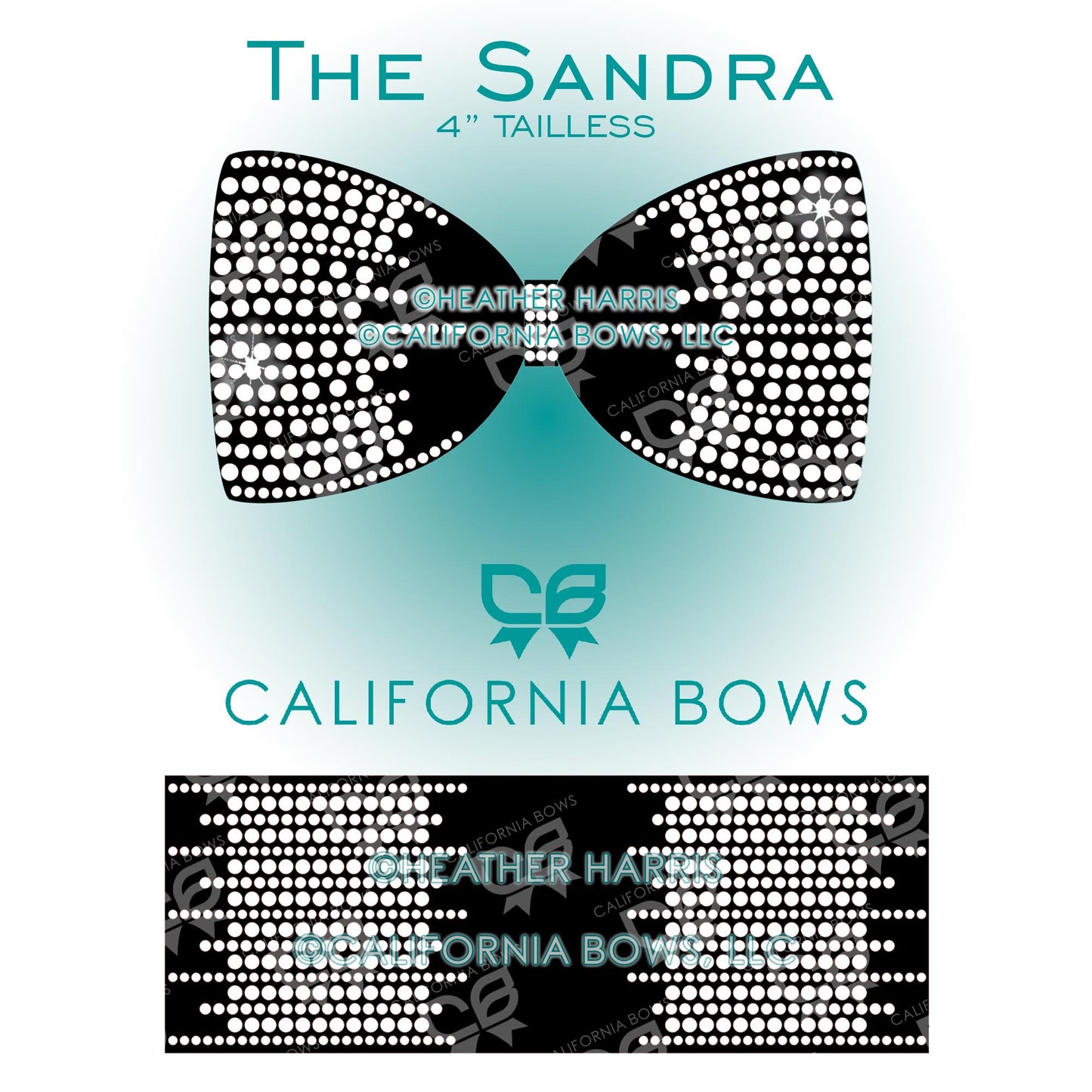 Sandra 4" Tailless Bow Rhinestone Template Download