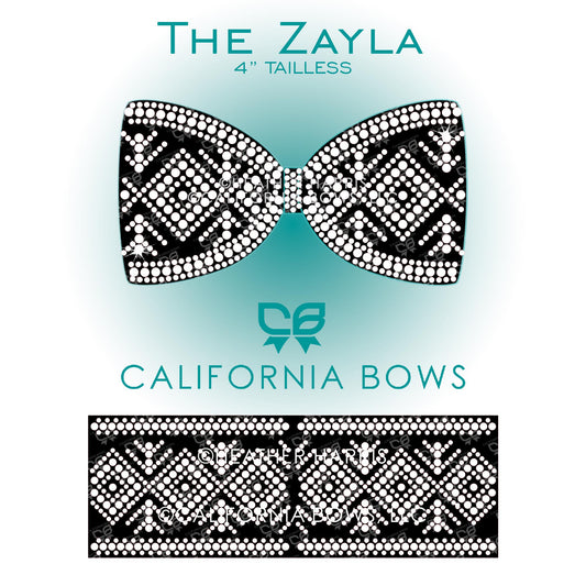 Zayla 4" Tailless Bow Rhinestone Template Download