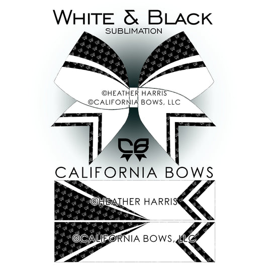 Black & White Athletic Cheer Bow Design Sublimation Download PNG