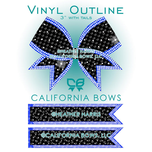 Outline 3" Bow Vinyl Rhinestone Template Downloads CUT FILE