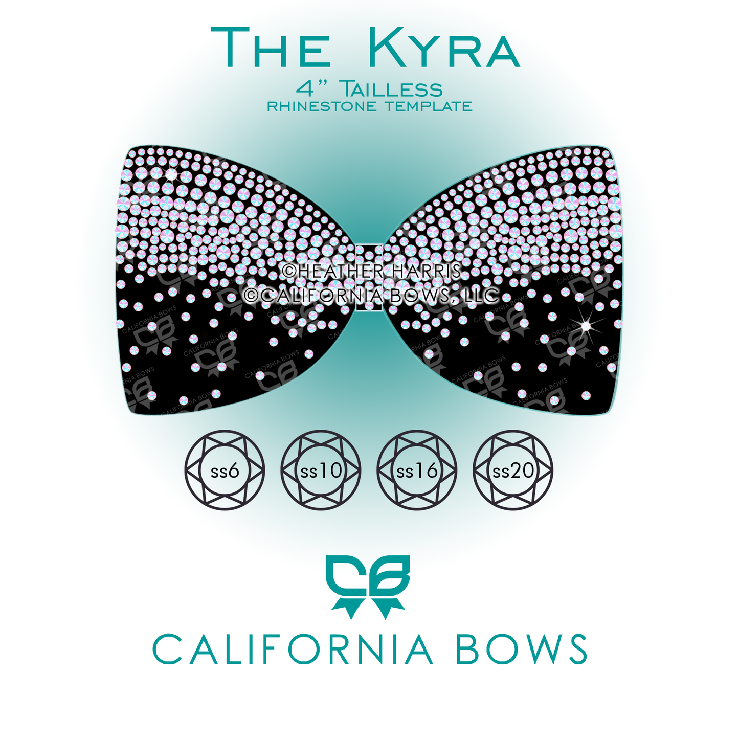 Kyra 4" Tailless Bow Rhinestone Template Download