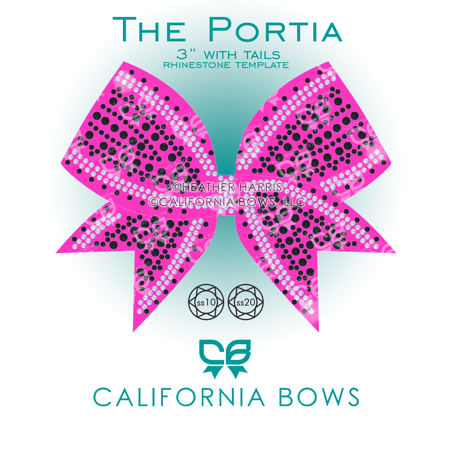 Portia 3" Bow Rhinestone Template Download