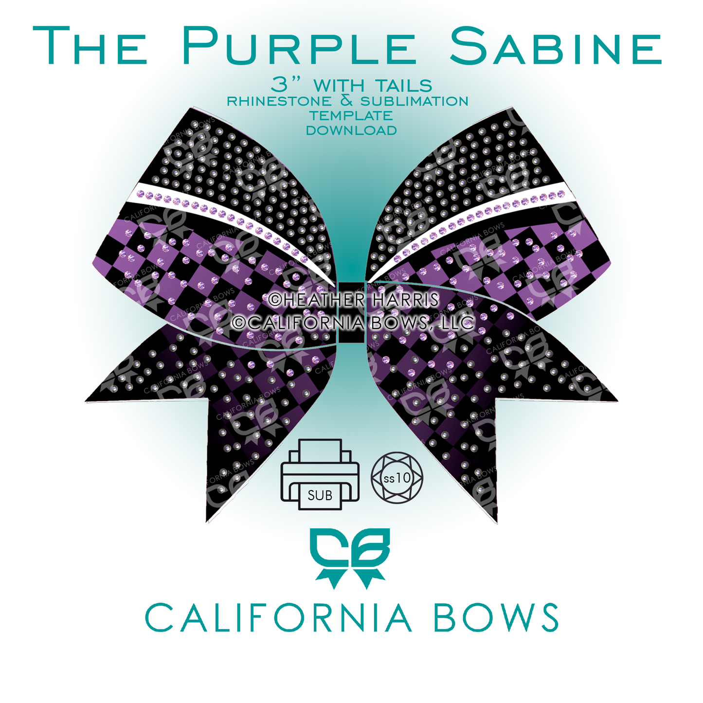 Sabine 3" Bow Rhinestone Sublimation Template Download Kit