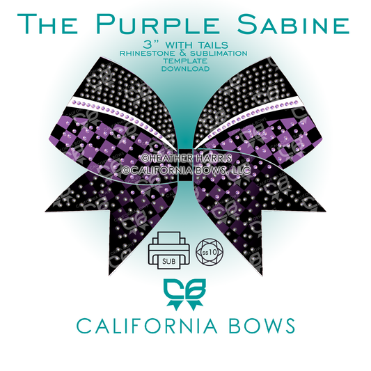 Sabine 3" Bow Rhinestone Sublimation Template Download Kit