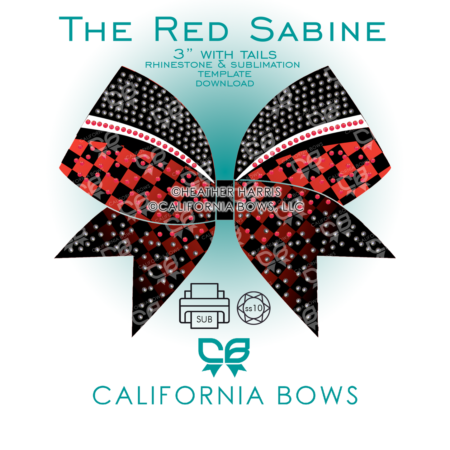 Sabine 3" Bow Rhinestone Sublimation Template Download Kit