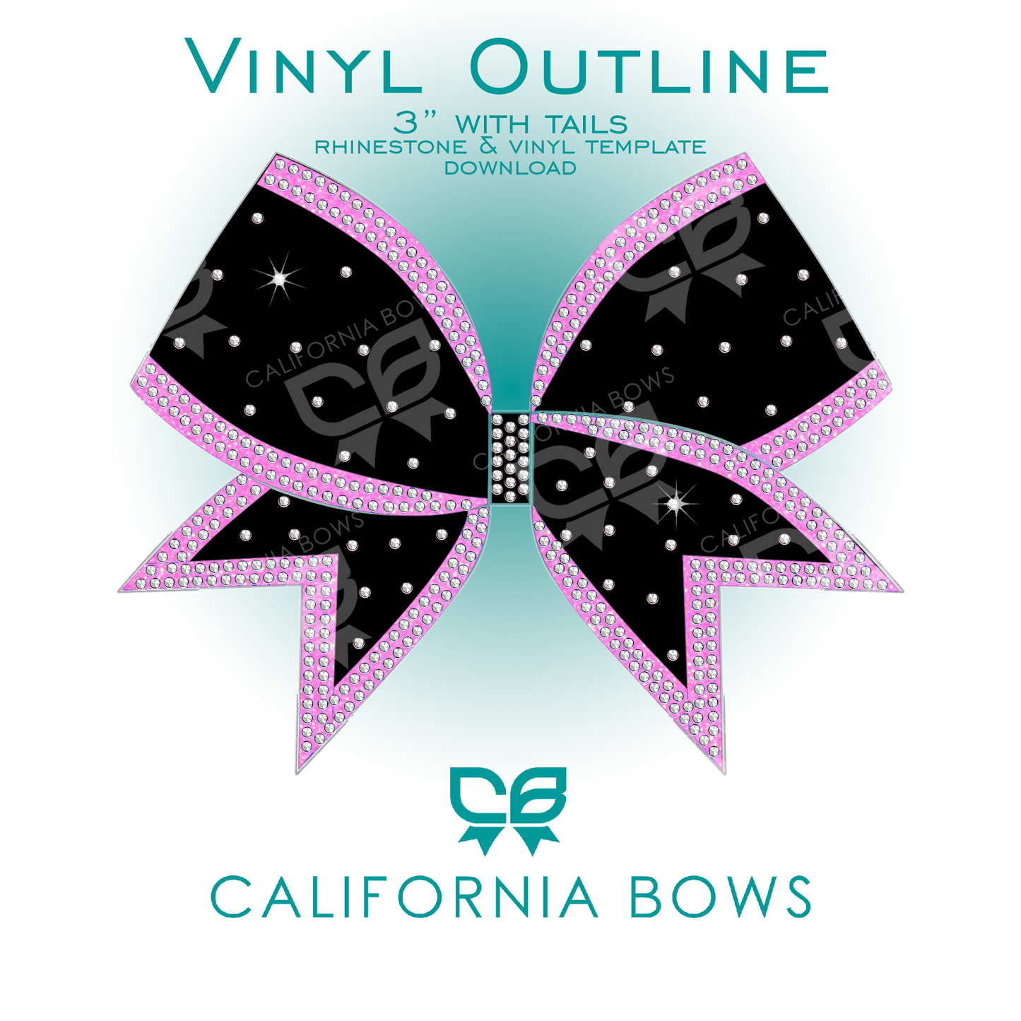 Outline 3" Bow Vinyl Rhinestone Template Downloads CUT FILE