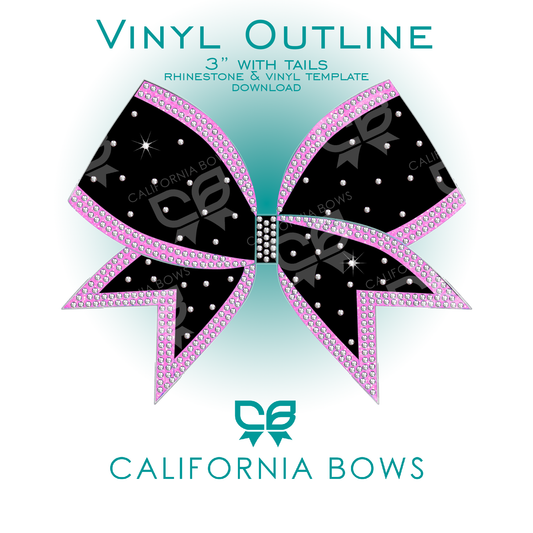 Outline 3" Bow Vinyl Rhinestone Template Downloads CUT FILE