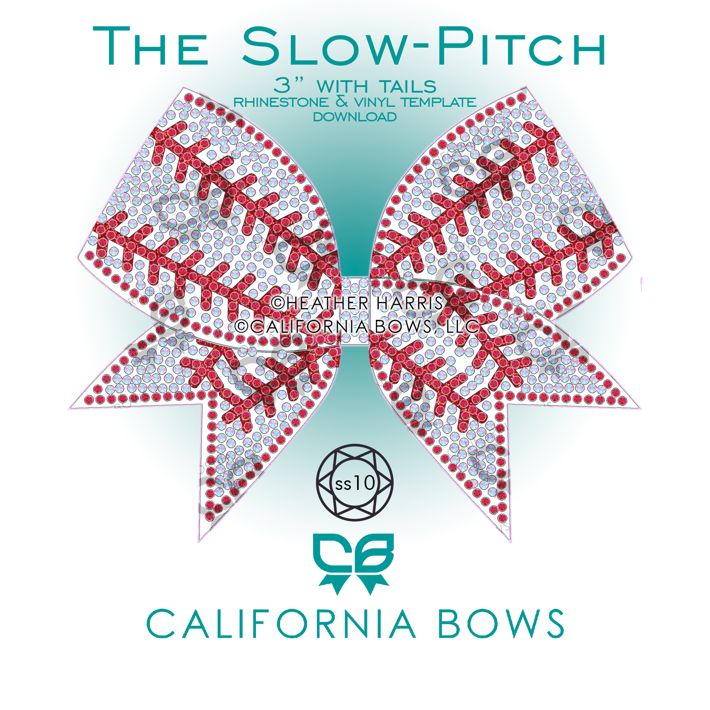 Slow Pitch 3" Bow Rhinestone Vinyl Template Download