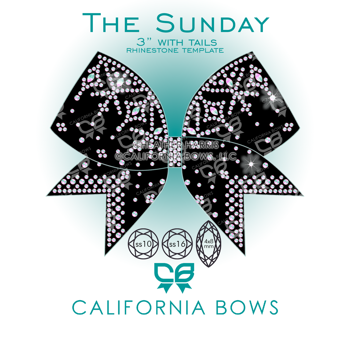 Sunday 3" Bow Rhinestone Template Download
