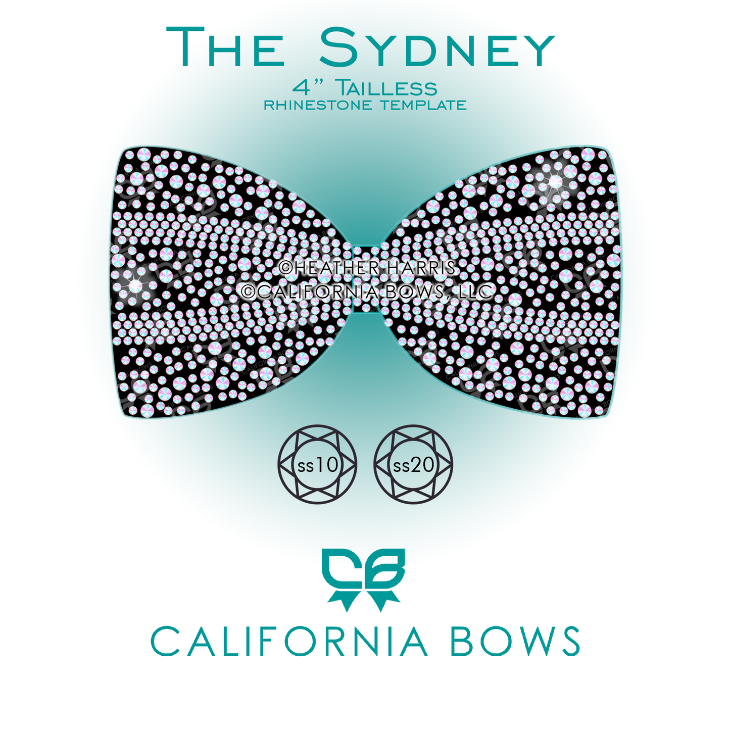Sydney 4" Tailless Bow Rhinestone Template Download