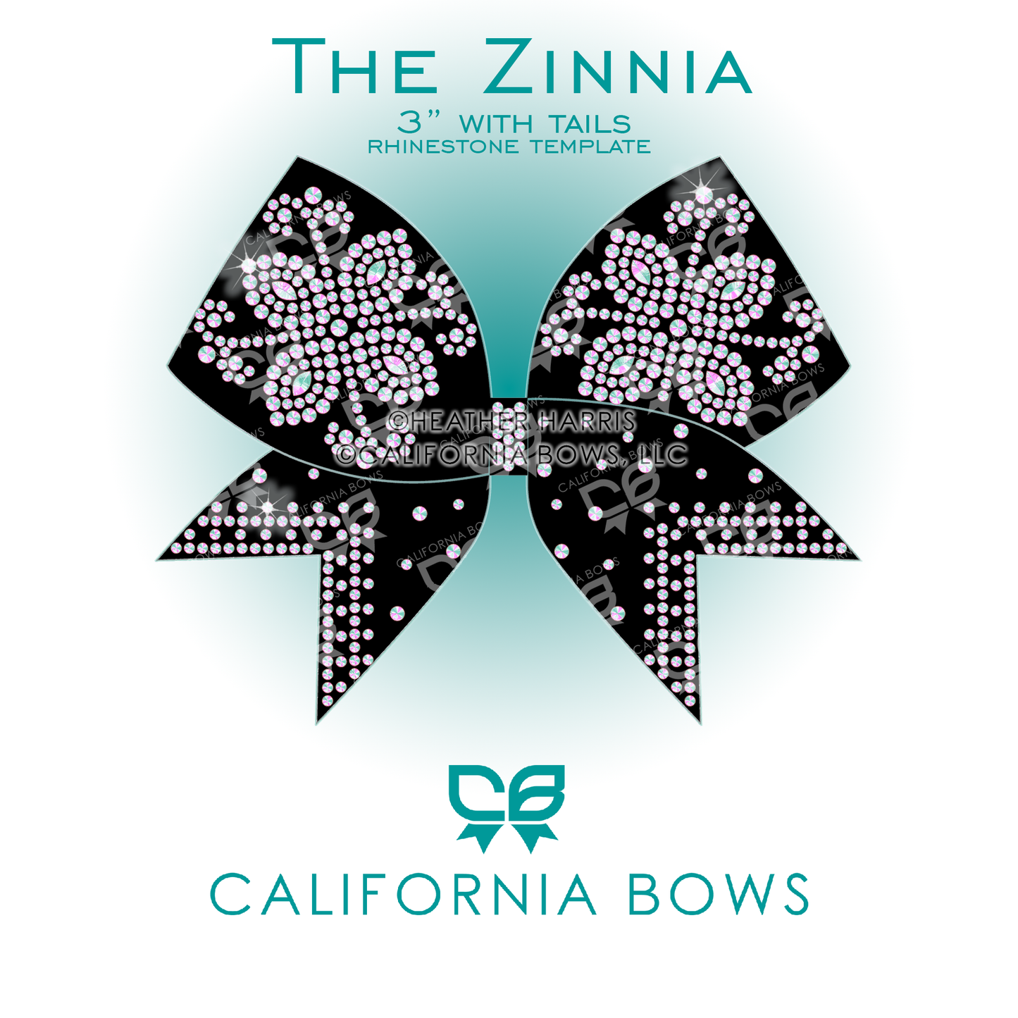 Zinnia 3" Bow Rhinestone Template Download