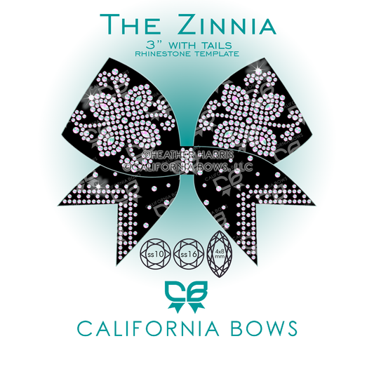 Zinnia 3" Bow Rhinestone Template Download